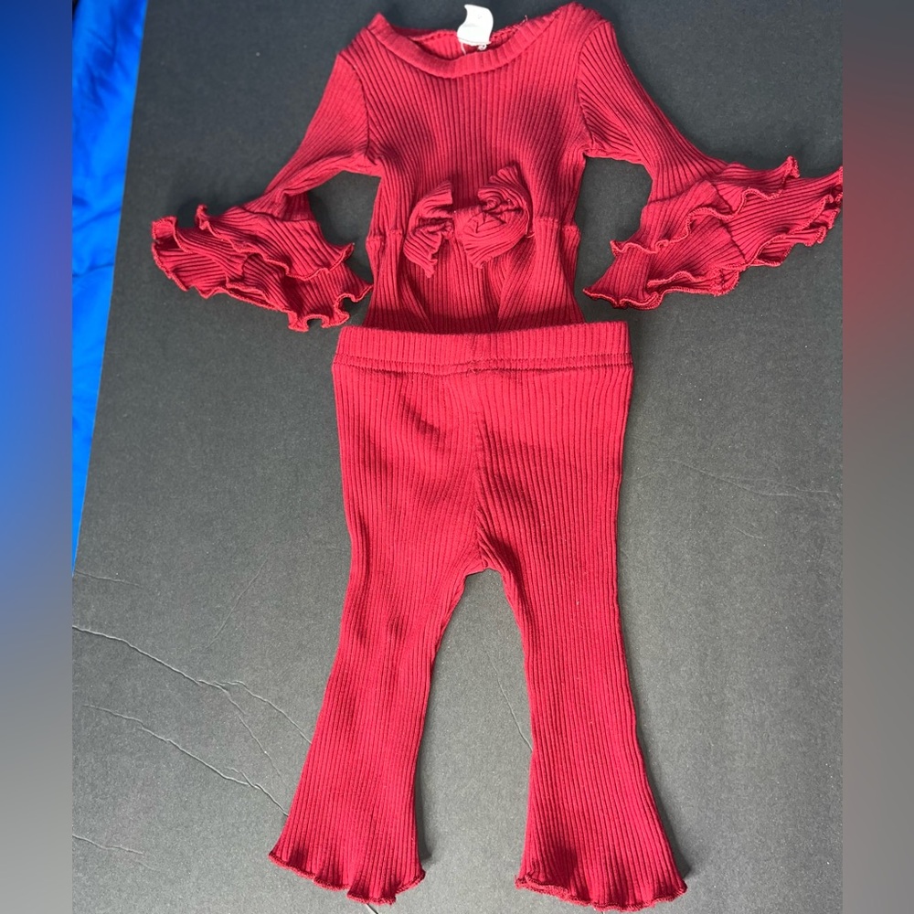 Burgundy bell bottoms outfit